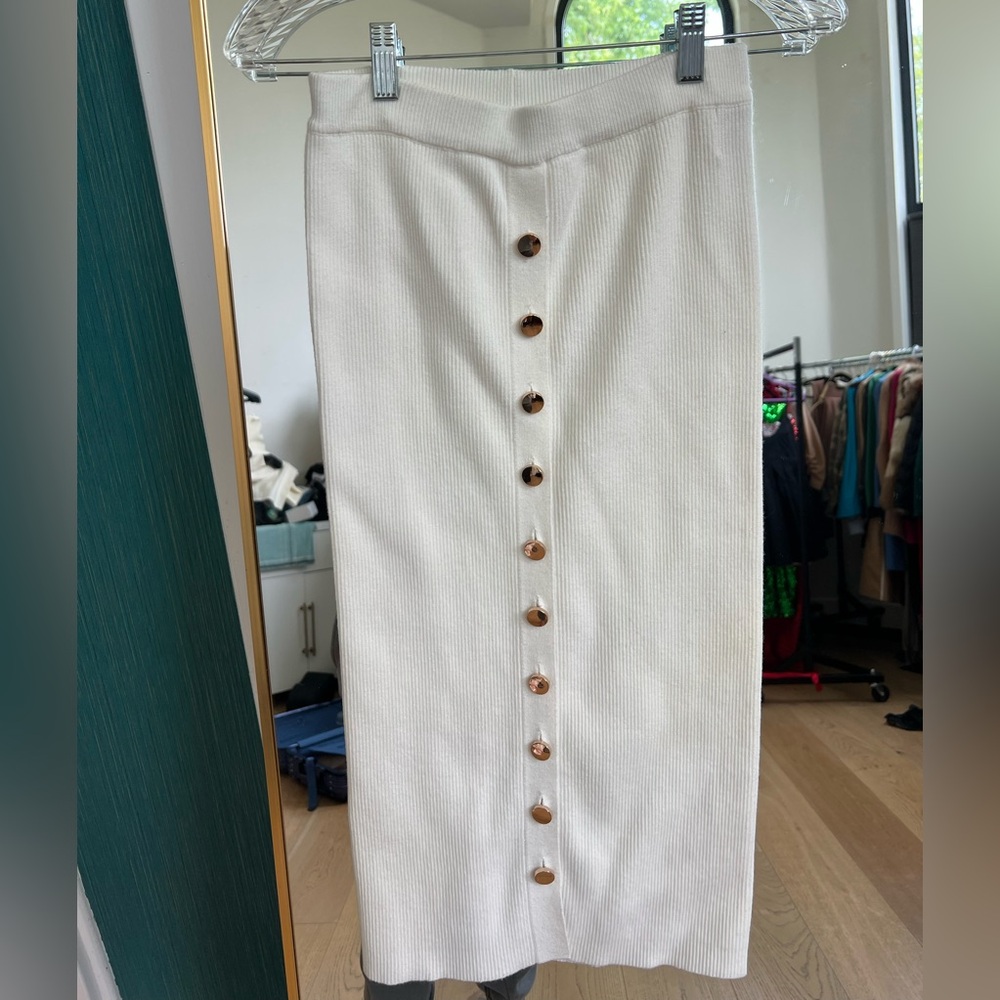 Alexia Admor Elegant Cream Button-Down Skirt